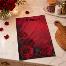 Rosas Vermelhas Góticas Elegantes Nome Personaliza