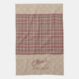 Pano De Prato Rustic Cranberry, Dark Tan & White Plaid