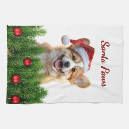 Pano De Prato Santa Paws Corgi Holiday Kitchen Design