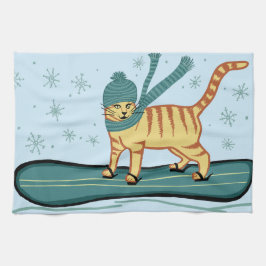 Pano De Prato Snowboard Tabby Cat