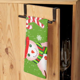 Pano De Prato Snowman da FUN em Red Hat e Scarf | Natal VERDE