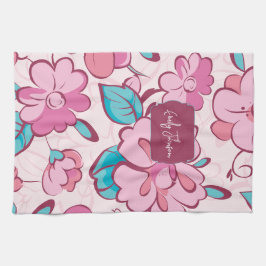 Pano De Prato Soft Pink Bloom Floral Pattern Custom Name