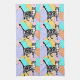 Pano De Prato Tabby Cat Pastel Colors Tea Towel