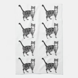 Pano De Prato Tabby Cat Tea Towel