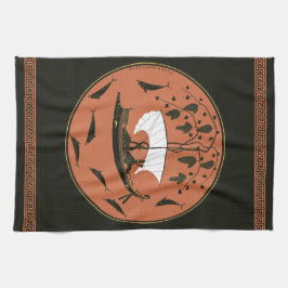 Pano De Prato Taça Dionysus: Deus grego por navio com vinhas e g