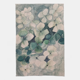 Pano De Prato Teal Hydrangeas Kitchen Towel