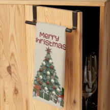 Toalhas de Cozinha Árvore de Natal Alegre