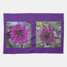 Toalhas de cozinha com dahlias roxas