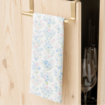 Toalhas de Cozinha Florais Azul Elegante