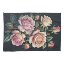 Toalhas de Cozinha Florais Rosa Elegante Vintage