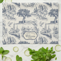 "Toile de Jouy" Vintage Francês Country