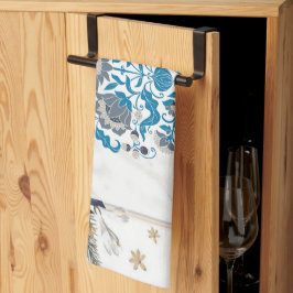 Pano De Prato Trabalho de arte Gráfico, Quadro Floral Teal Manda