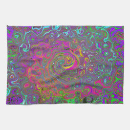 Pano De Prato Trippy Hot Pink Abstrato Retro Liquid Swirl