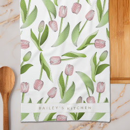 Pano De Prato Tulipa Rosa Moderna Personalizada
