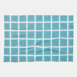 Pano De Prato Turquesa Mandala Caleidoscópio Circular fronteira 