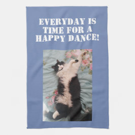 Pano De Prato Tuxedo Cat cats Happy Dance Photo Kitchen