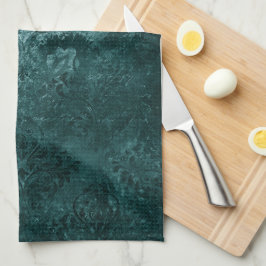Pano De Prato Velvety Teal Damask | Verde escuro Barroco