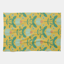 Pano De Prato Verdant Whimsy Flowers Yellow