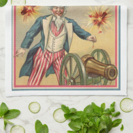 Pano De Prato Vintage 4 de julho Fireworks com o tio Sam