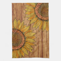 Vintage Floral Rustic Elegtic Wood Art Sunflower