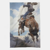 Vintage Western Cowboys, Bucking, pelo NC Wyeth