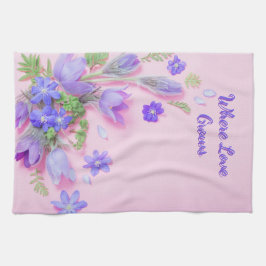 Pano De Prato Where Love Grows Kitchen Towel | Floral Tea Towel