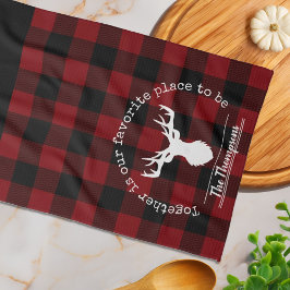 Pano De Prato Xadrez de Búfalo Vermelho e Preto Personalizado pa