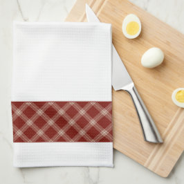 Pano De Prato Xadrez Monograma Vermelho e Branco