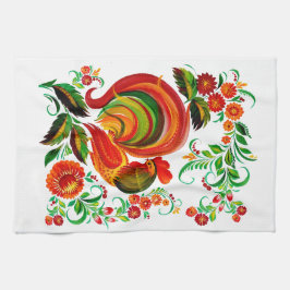 Pano De Prato Zeichnung eines Hahns im Volksstil.