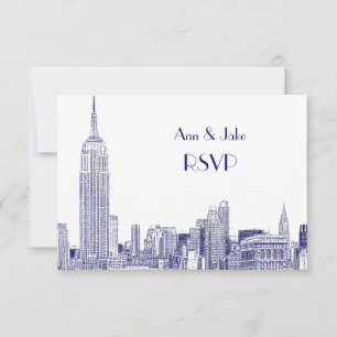 Panorama de NYC 01 Gravado Branco RSVP #2 Azul