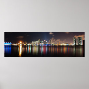 Panorama noturno de Miami - Poster