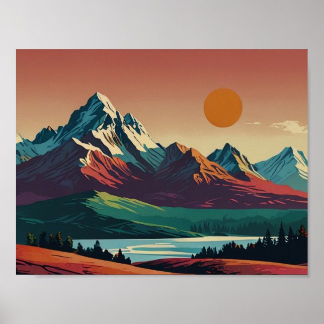 Panoramic Mid Century Modern Mountain poster (Frente)