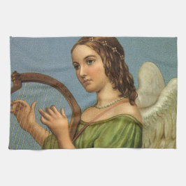 Panos De Prato Natal Antigo, Anjo Vitoriano com Harpa Musical