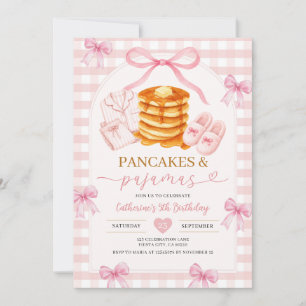 Panquecas de Laço Rosa Convite de Aniversário de M