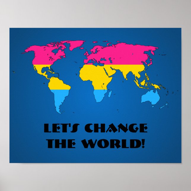 Pansexuality pride world mapposter poster (Frente)