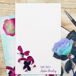 Pansias de outono, Aqua, rosa, Papel de carta roxo