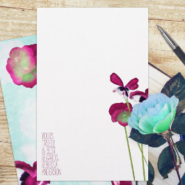 Pansias de outono, Aqua, rosa, Papel de carta viol
