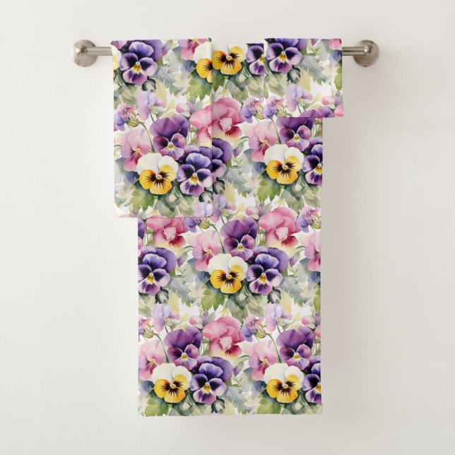 Pansias de Pansy Roxo Elegante Conjunto de Toalhas (Insitu)