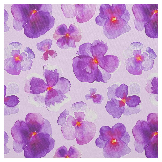 Pansias roxas tecido de flores de aquarela (Modelo)