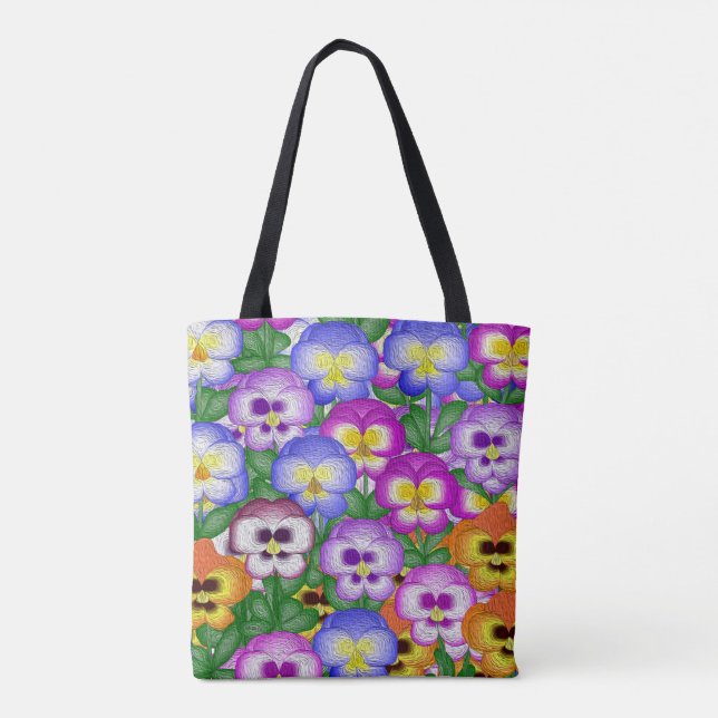 Pansies Allover Tote Bag (Verso)