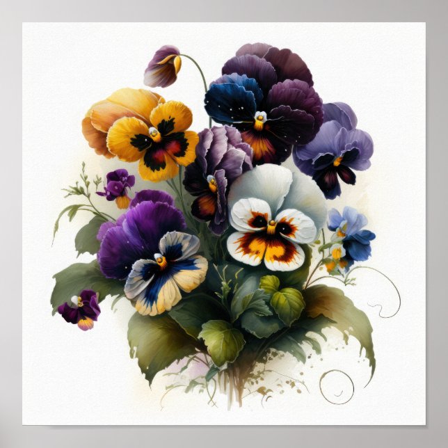 Pansies Pansy Flower Art Impressão (Frente)