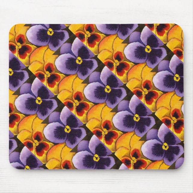 "Pansy #1" Padrão Cortado Mousepad Floral (Frente)