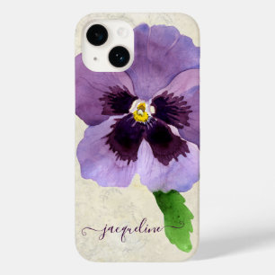 Pansy Floral Bonito Púrpura e Aquarela Personaliz