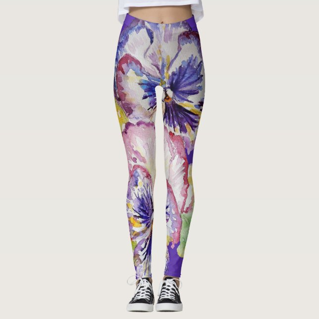 Pansy grande Pansy Floral Leggings (Frente)