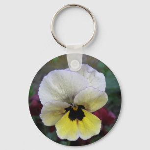 Pansy White e Yellow Chaveiro