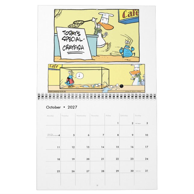 Pântano Animais Cartoon 12 Meses Calendário (Out 2027)