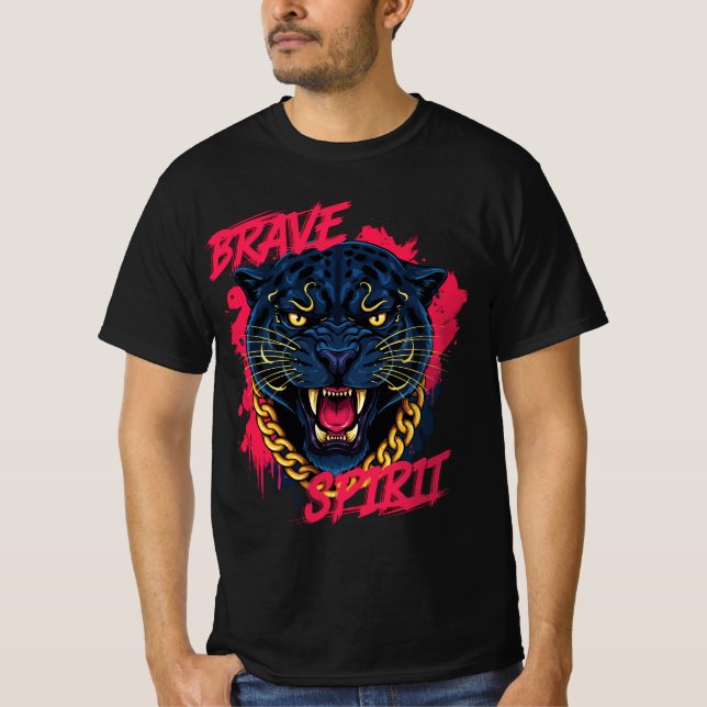 Pantera Feroz com Corrente de Ouro – Camiseta Espí (Frente)