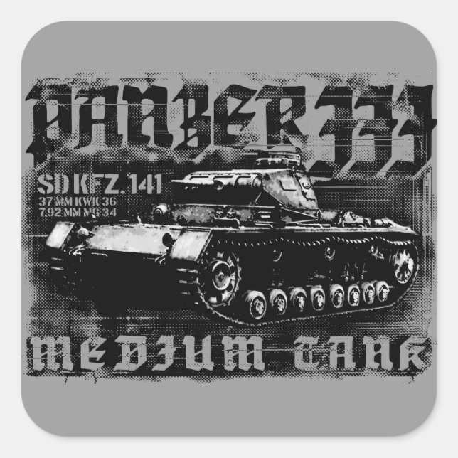 Panzer III Adesivos quadrados (Frente)