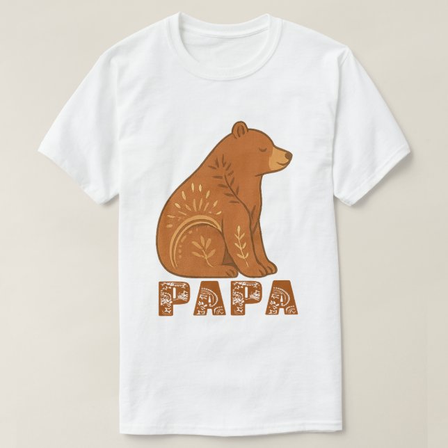 Papa Bear Classic Boho T-Shirt (Frente do Design)