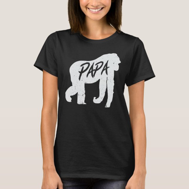 Papa Gorilla Ape T Camisa Macaco Animais Selvagem  (Frente)